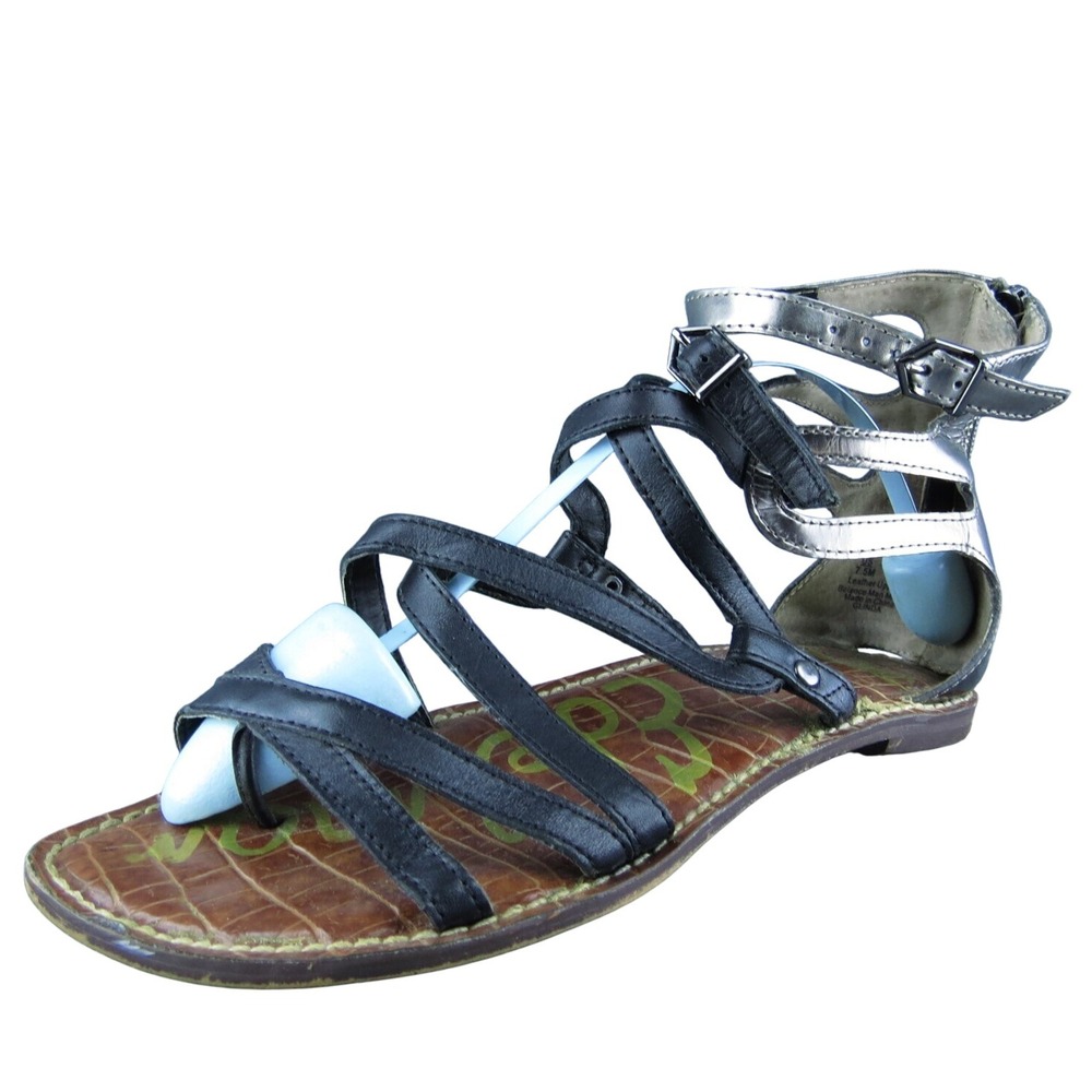 Sam Edelman Glinda Women Gladiator Sandal Shoes Black Leather Size 7.5 Medium